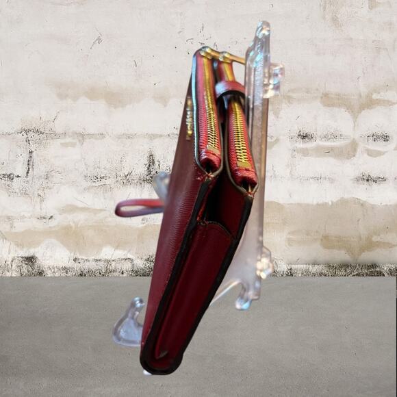 Michael Kors NWOT Adele Leather Double Zip Wristlet Wallet in Red - Picture 3 of 8